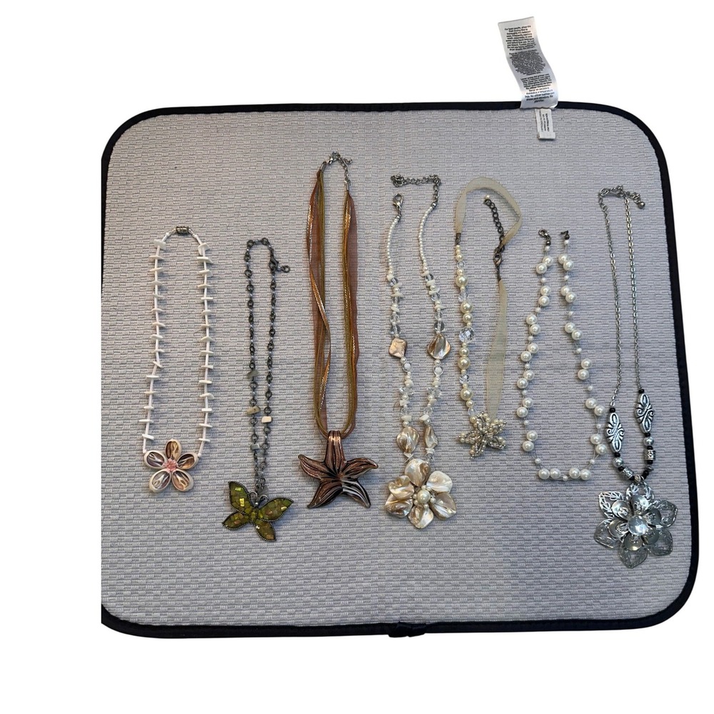Lot of 7 Fashion Necklaces Starfish‎ Shell Flower Butterfly Pearl Style Coastal